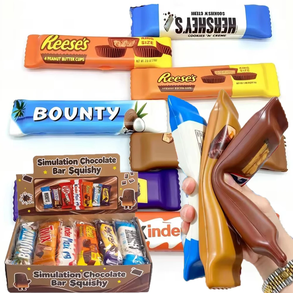 1-8PCS Simulation Chocolate Butter Sticks Squishy Toys Slow Rebound Squeeze Toys Stress Relief Sensory Toys Party Favors No Box