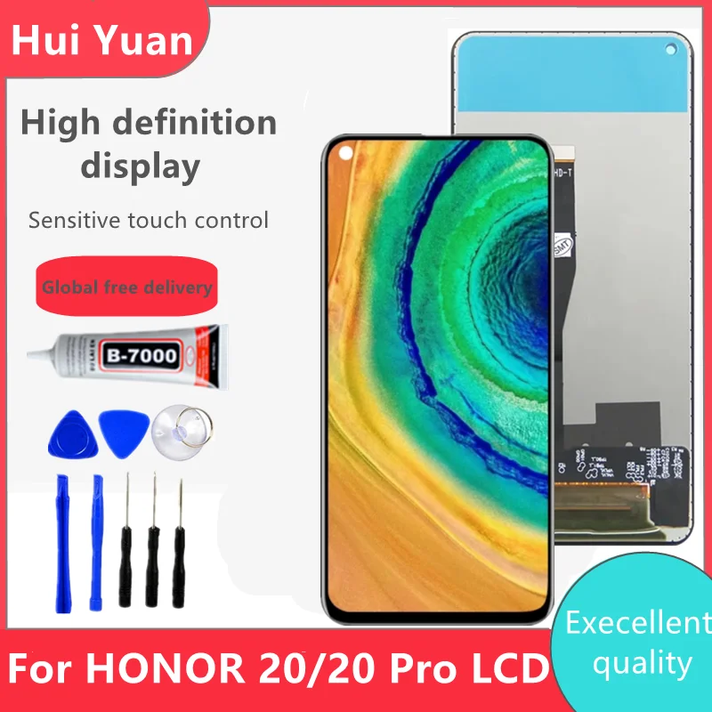 Original For Huawei Honor 20 LCD Display YAL-L21 Touch Screen Digitizer Assembly, For Honor20Pro Screen Repair YAL-AL10 YAL-L41