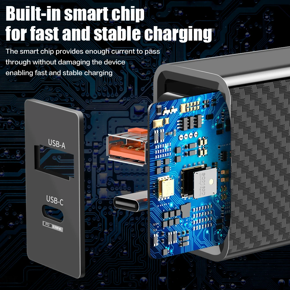 65W GaN USB PD Fast Charger Type C QC3.0 High Speed Charging Adapter Mini Compact Wall Plug for iPhone Samsung Xiaomi Smartphone