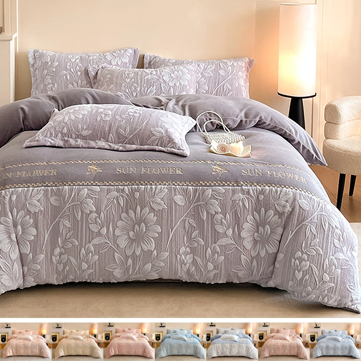 

Luxury Autumn Winter Warm Bedding Set Plush Kawaii Queen Duvet Cover Set with Sheets Single Double Bedding Set housse de couette