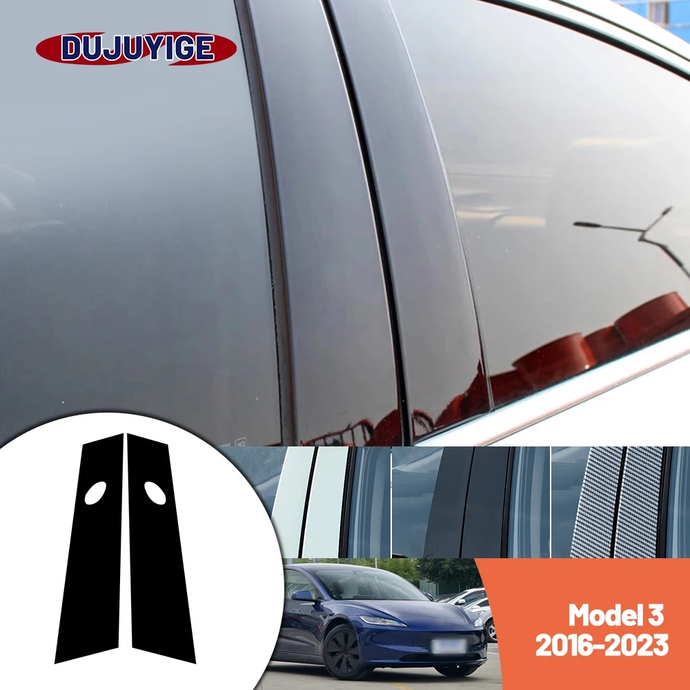 

Bright black carbon fiber door and window B C Pillar sticker suitable For Tesla Model 3 2016-2023 2017 2018 2019 2020 2021 2022