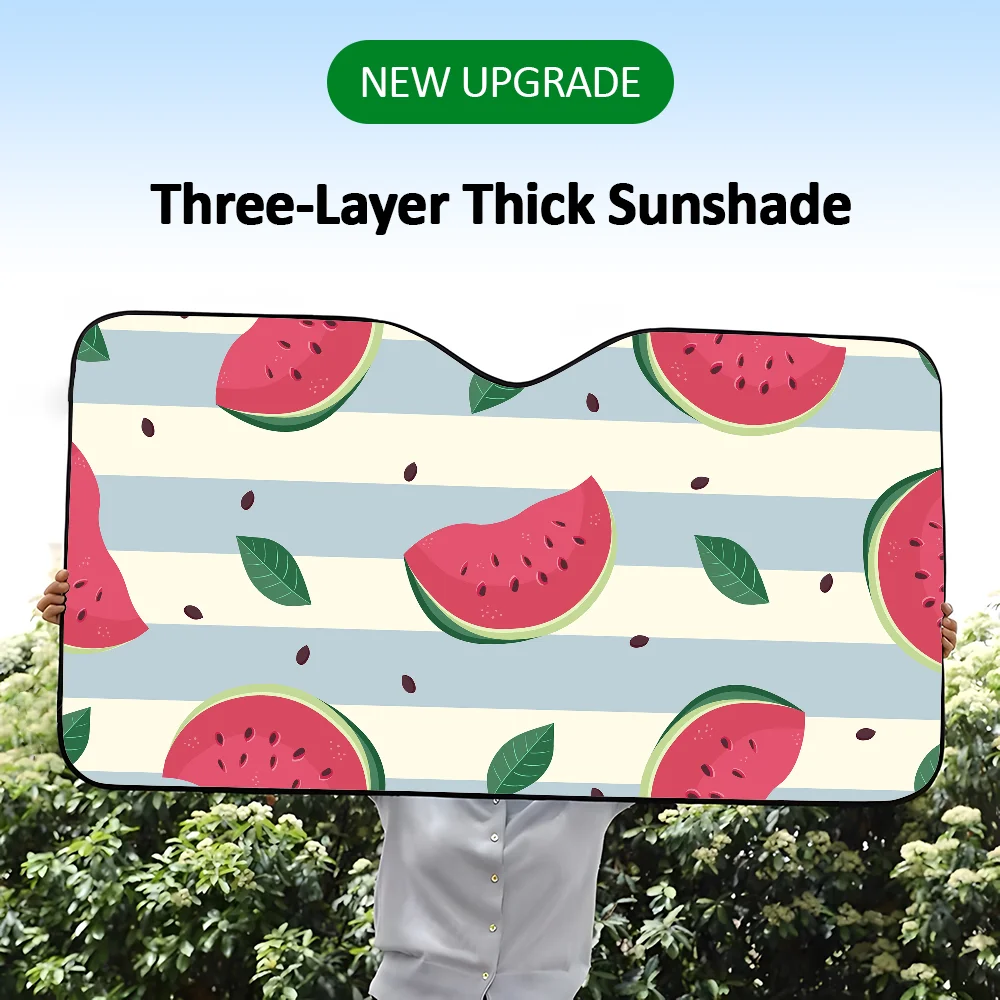 

Автомобильный солнцезащитный козырек с рисунком арбуза, многоразовая алюминиевая фольга, УФ-защита, присоски, тепловая трехслойная изоляция