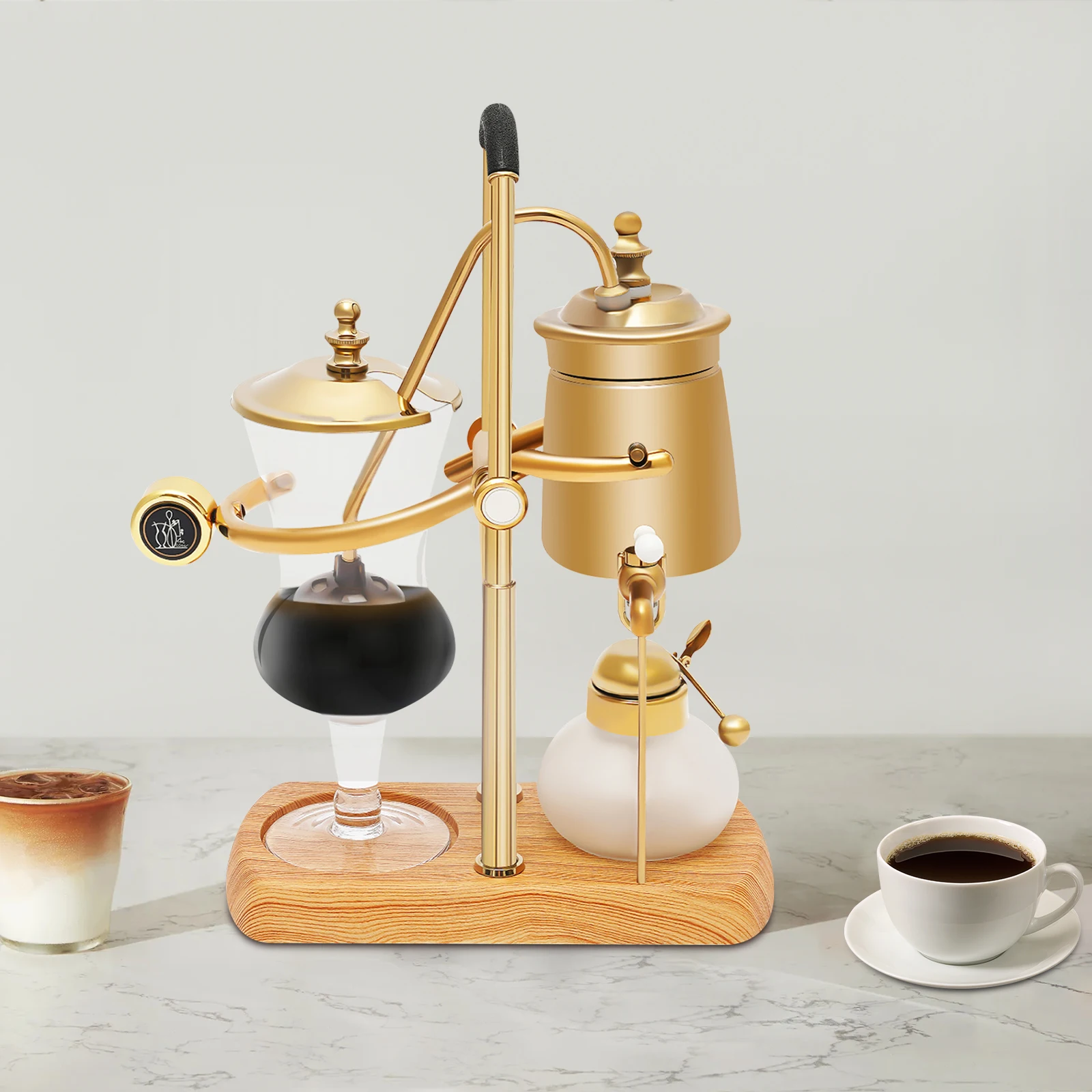 

Кофеварка с сифоном Balance, винтажная гравитационная кофеварка с мерной ложкой и перемешиванием, 400 мл для кухонь, кофейни