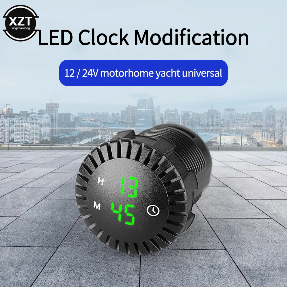 

12V/24V Car Panel Electronic Clock Automotive Car Boat Motorcycle Touch Digital Clock LED Display Electronic Clock Waterproof