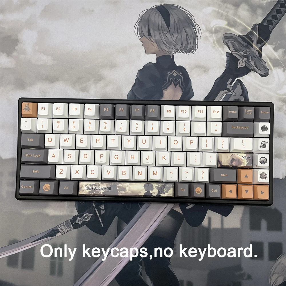 NieR: Automata Keycaps Side-engraved Translucent Key Caps Cherry Profile PBT Dye Sub Keycaps For Mechanical Keyboard Gamer Caps