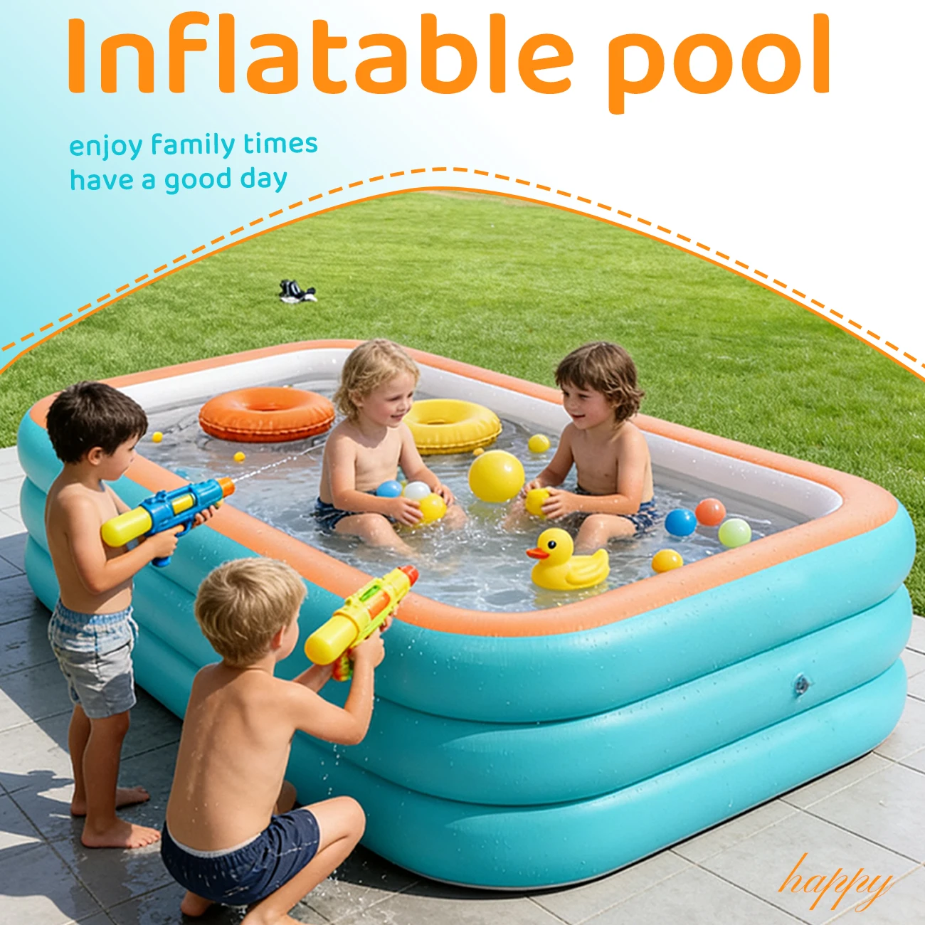 

1PC Inflatable Pool, Heavy-Duty Durable Inflatable Above-Ground Family Pool, Ideal for Backyards and Lawns