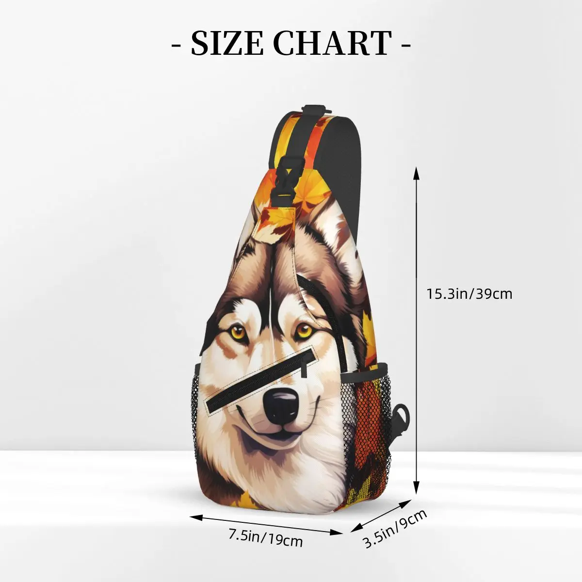 Autumn Fall Siberian Husky Dog Chest Bag Men Sling Crossbody Backpack Chest Bag Travel Hiking Daypack Shoulder Bag