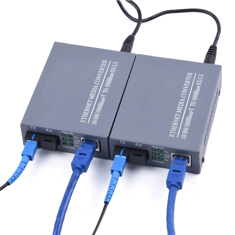 NEW 1000M Gigabit Fiber Optical Media Converter HTB-GS-03 Single Fiber SC Port External Power Supply 10/100/1000M