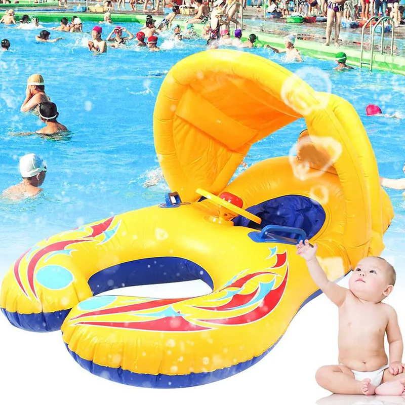 Inflatable Children Water Play Games Seat Float Boat Kids Mother Safety Swim Pool Ring Summer Trainer Baby Swimming Float