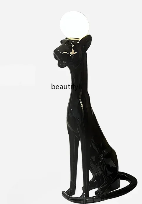 

lt Fiberglass Creative Living Room Sofa Decoration Welcome Art Decoration Animal Leopard Sculpture Floor Lamp