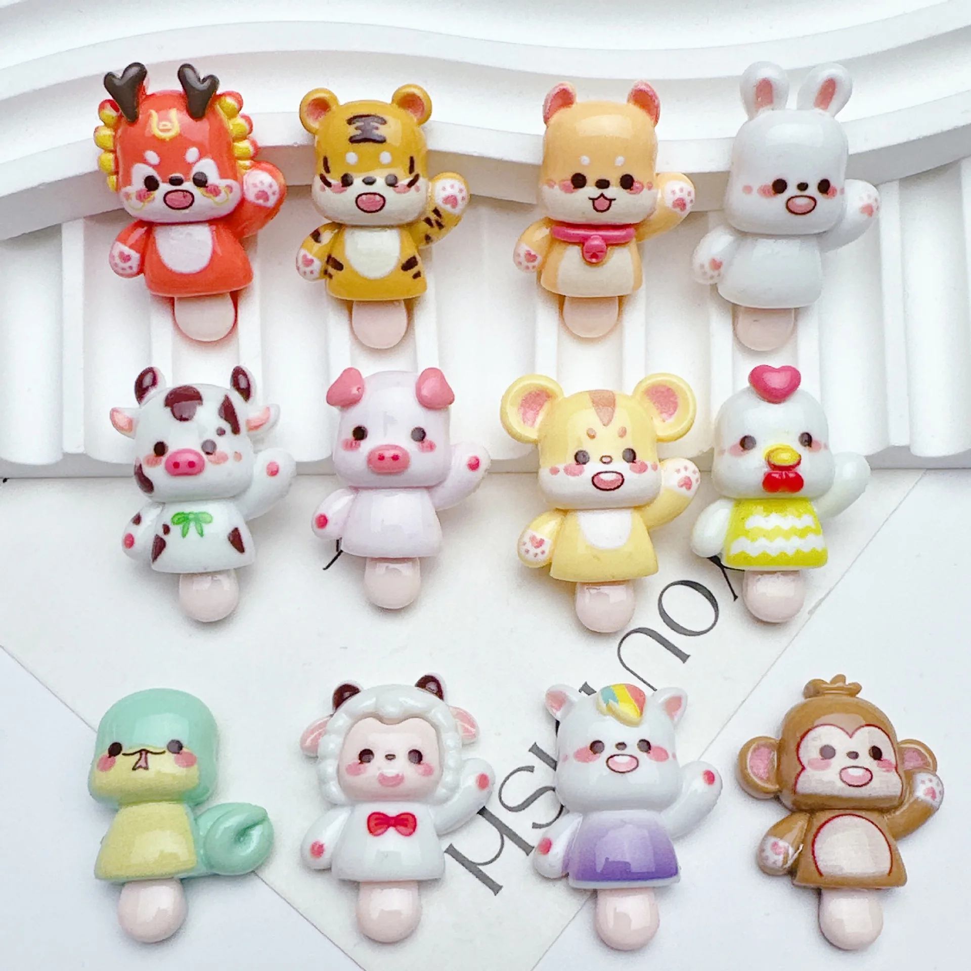 

100pcs Cartoon Animals Flatback Resin Cabochon for Kids Hair Bows Center Scrapbooking Decoration
