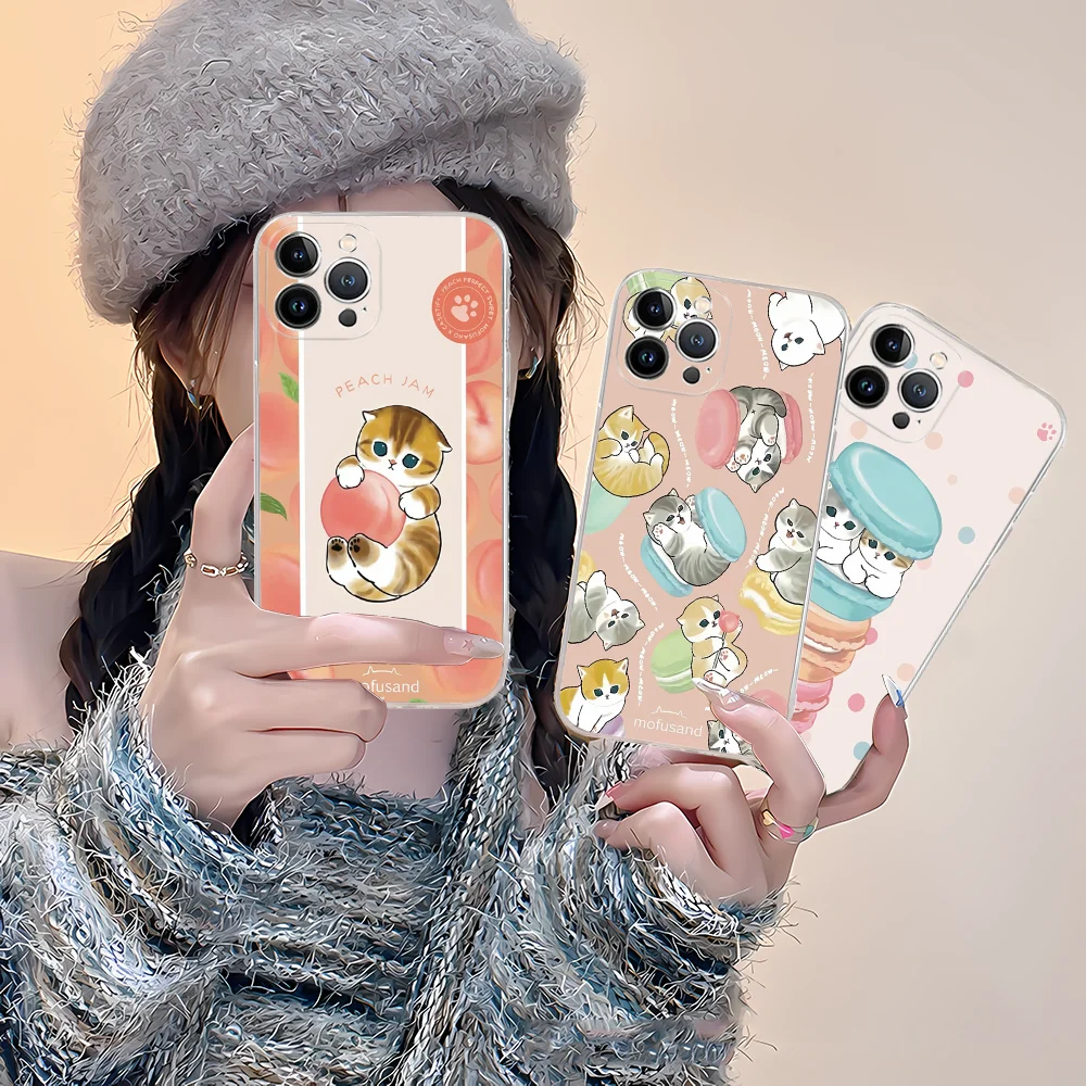 Cute Mofusand Cat Phone Case For iPhone 16 15 14 13 12 Mini 11 Pro XS Max X XR SE 6 7 8 Plus Soft Silicone Cover