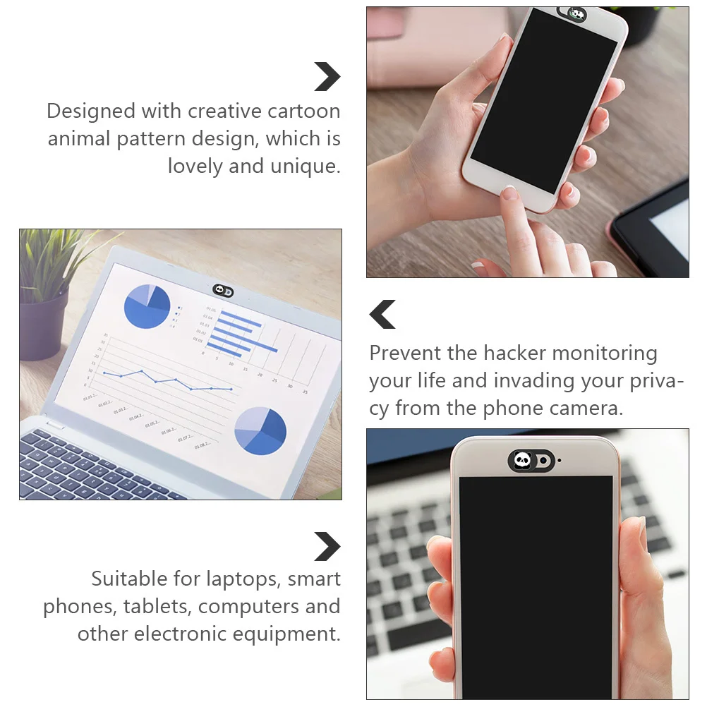 

3Pcs Camera Privacy Protector Stickers Cute Cartoon Animal Design for Phones Tablets Laptops Privacy Protection Cover
