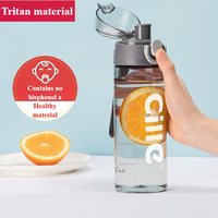 600ml Water Bottle Liter Stay Hydrated Tritan Material Plastic Sport Bottle Reminder Times Sports Outdoor Fitness Office Running