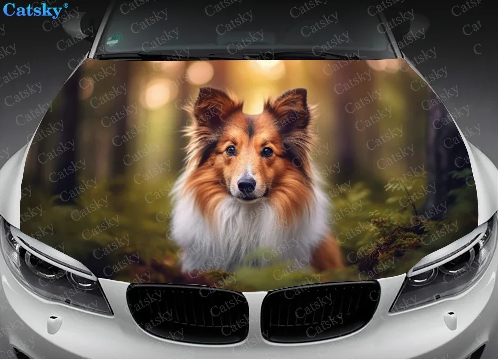 Shelties Shetland Sheepdog Car Hood Vinyl Stickers Wrap Vinyl Film Engine Cover Decals Sticker on Auto Accessories Decoration