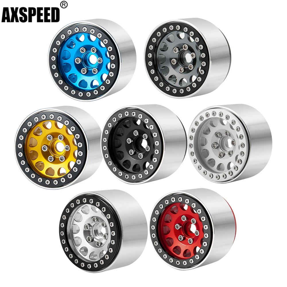 

AXSPEED 4Pcs 1.9inch Metal Wheel Rims 35mm Width Beadlock Wheel Hub for 1/10 Axial SCX10 90046 TRX4 D90 D110 CC01 RC Crawler Car