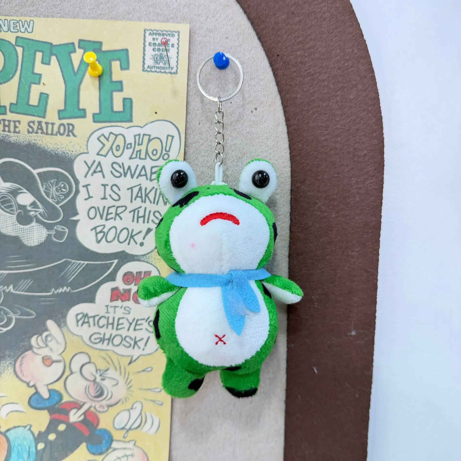 Cartoon Anime Frog Plush Pendant Keyring Cute Simulation Influencer Frog Plush Stuffed Toy Bag Decor Keyring Xmas Birthday Gift