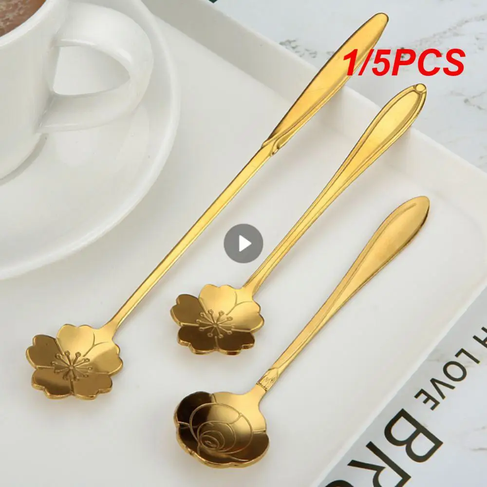 1/5PCS Stainless Steel Spoon Mirror Polishing Design Comfortable To Hold Restore Ancient Ways