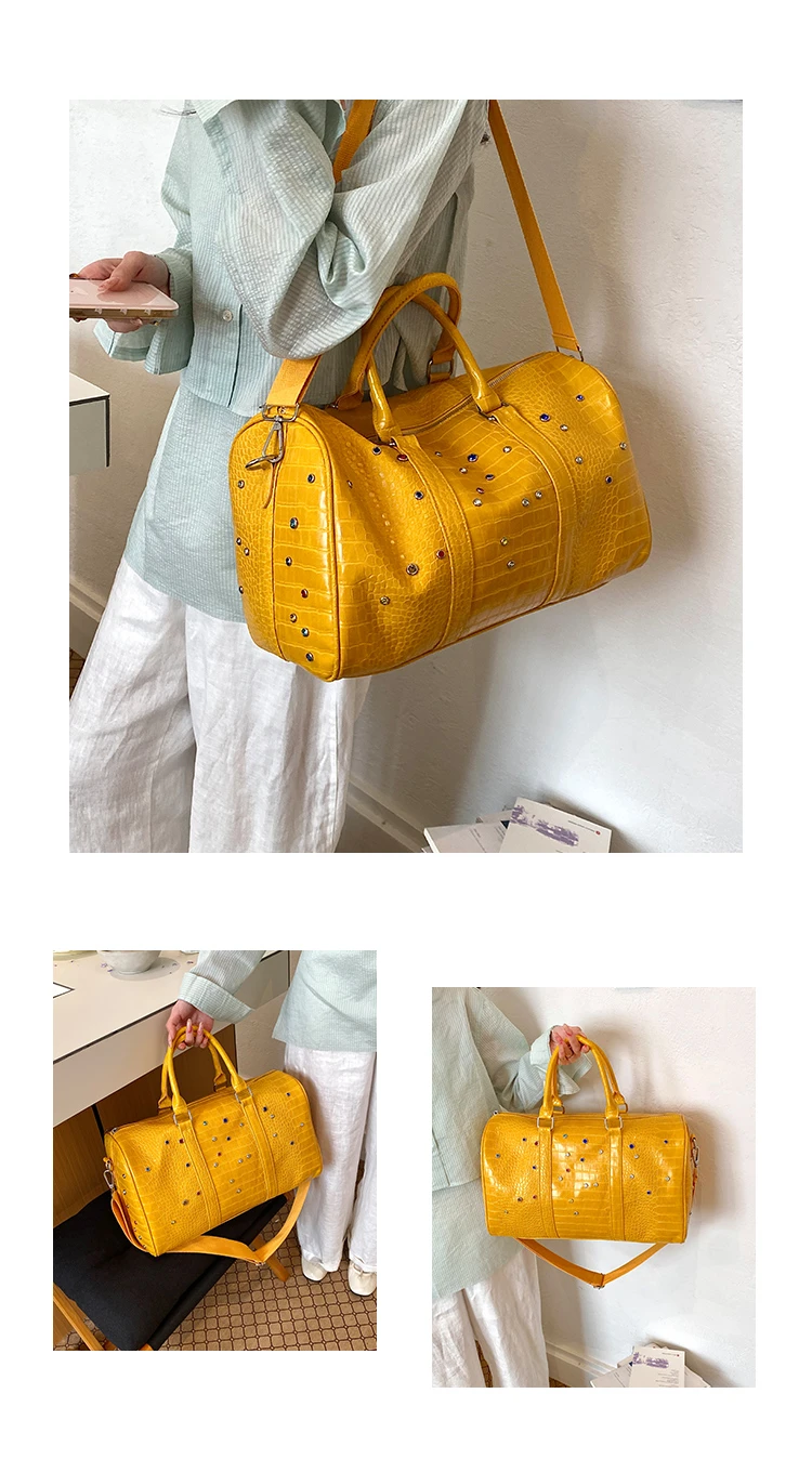 Shining Diamond High Quality PU Leather Travel Handbag Men Women's Large Capacity Business Totes Shoulder Bags Shopping Bag sacs