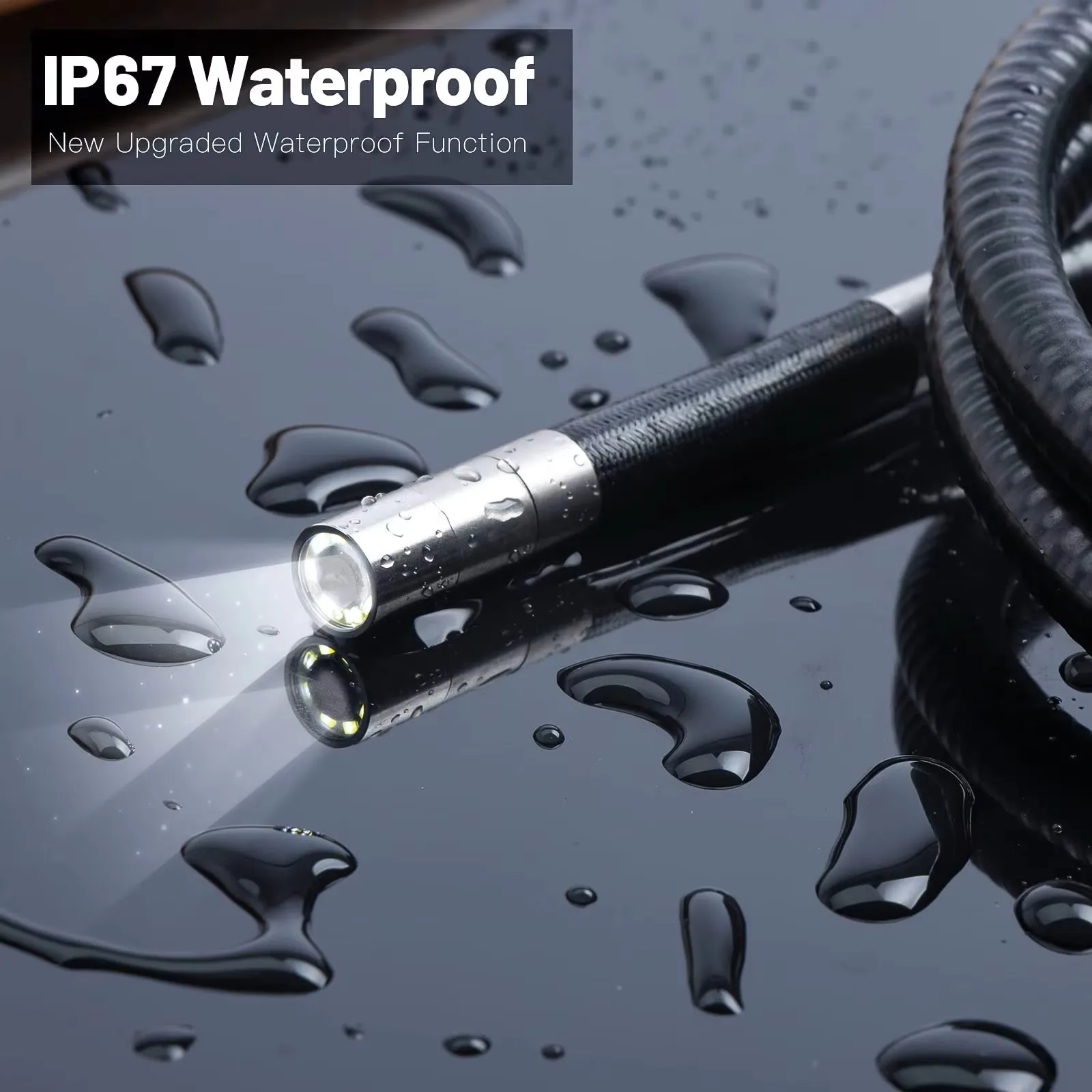 กล้องตรวจสอบแบบส่องกล้อง Ralcam 2-Way Articulating Borescope ขนาด 8.5 มม. ความละเอียด 2MP HD หมุนได้ 180 องศา °   กล้องส่องตรวจแบบมีหัวตรวจสอบที่สามารถควบคุมได้ พร้อมไฟ LED สำหรับ iOS และ Android