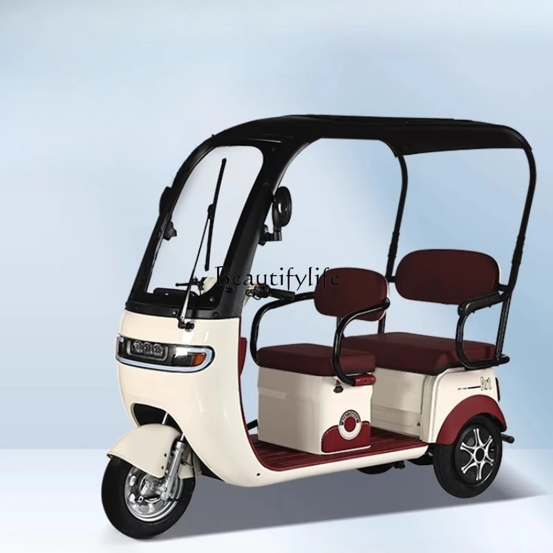 03.New electric tricycle household small with shed for the elderly parent-child lady pick up and drop off children battery car