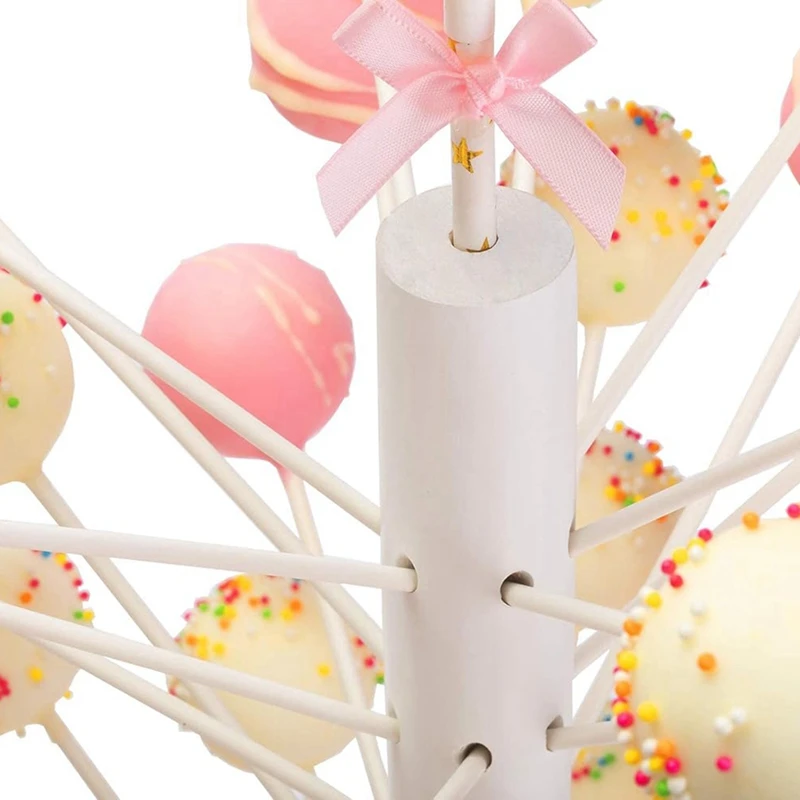 Wood Cake Lollipop Stand 60 Hole Wooden Lollipop Candy Display, Decorative Dessert Stand Sturdy and Easy to Assemble