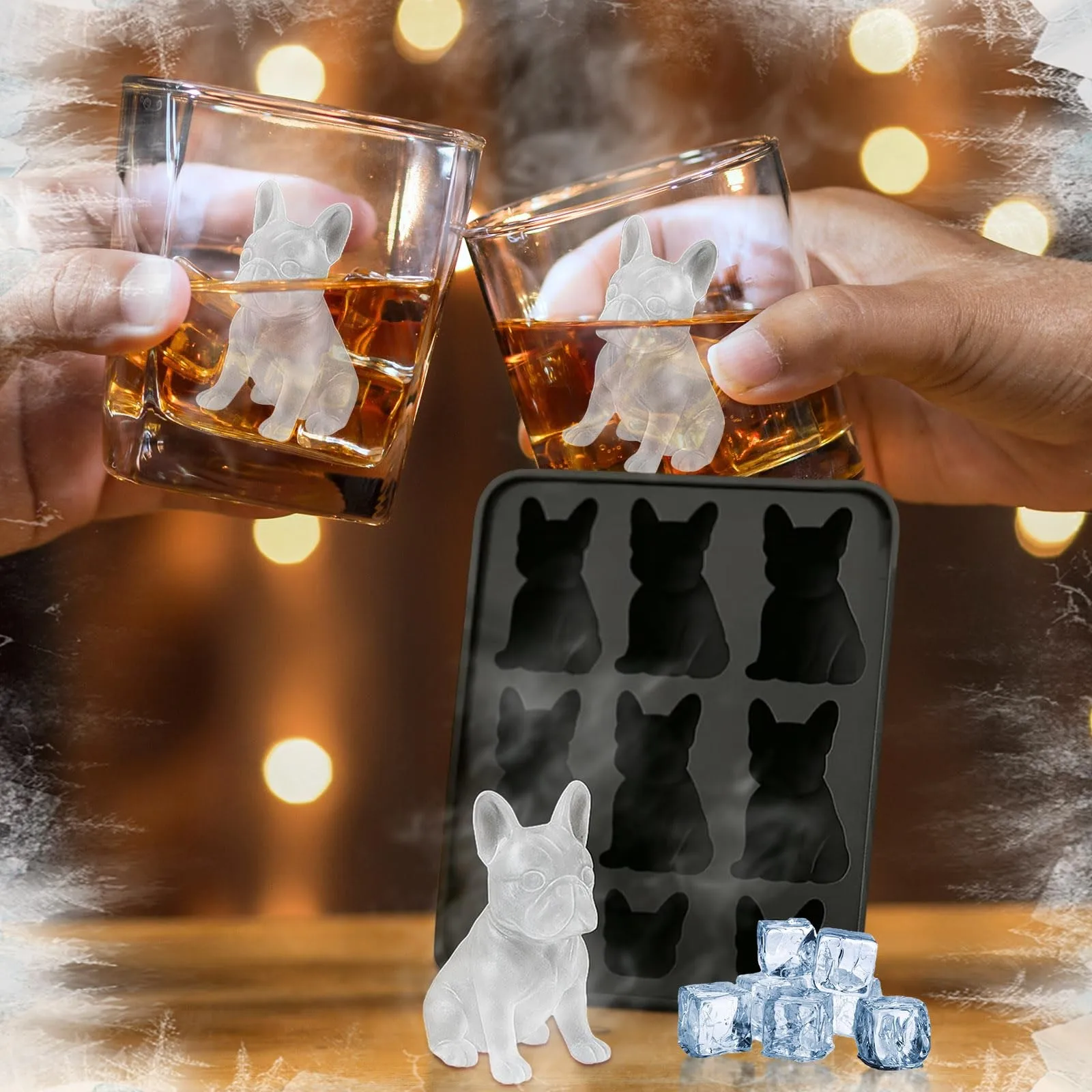 

Tray Easy to Take Out Suitable for Whiskey Party Supplies Silicone 3D Fun Animal Dog Shaped Ice Mold Reusable Ice Cube Mold