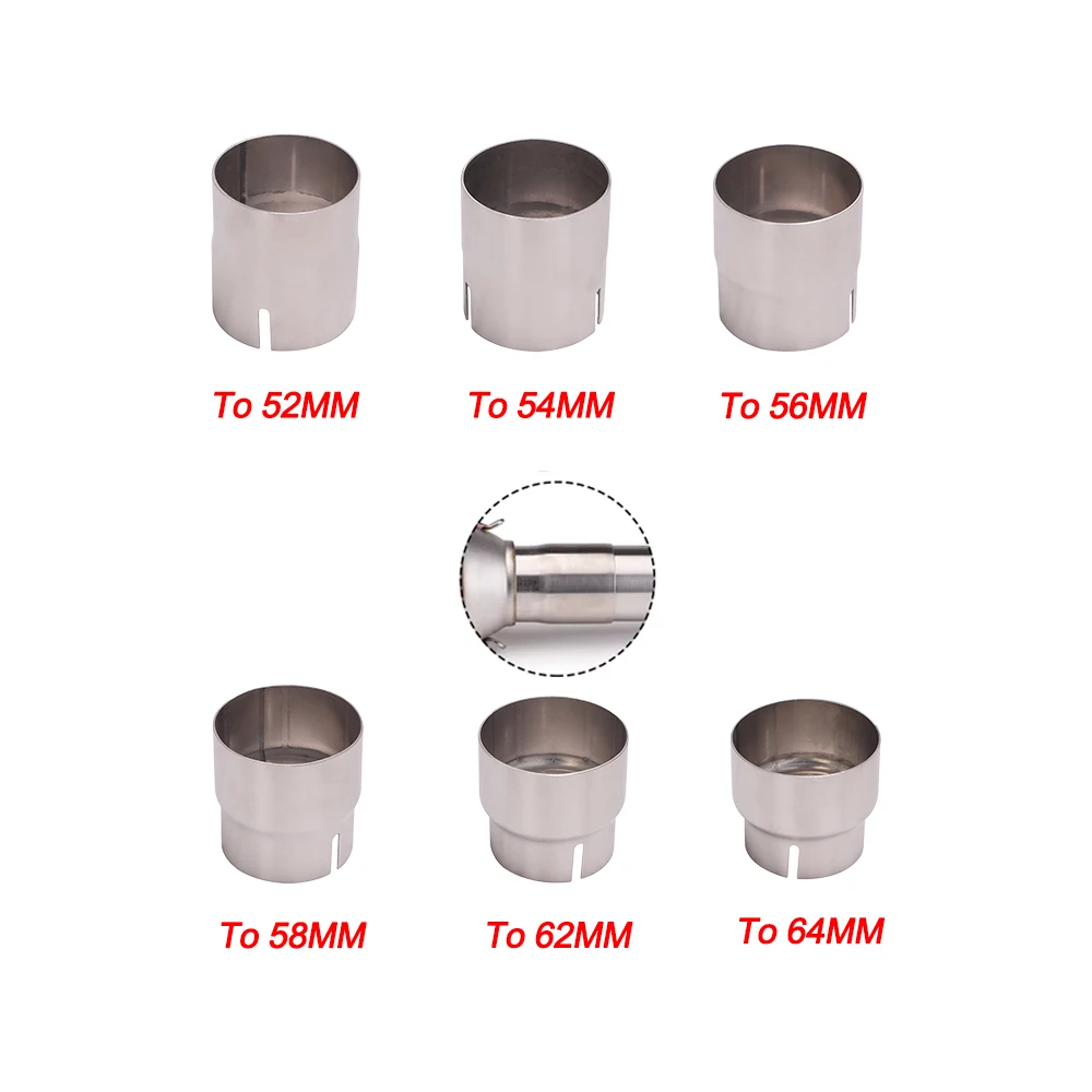 

51MM Universal Motorcycle Racing Exhaust Escape Dapter Stainless Steel Link Pipe Connection 52/54/56/58/62/64MM Interface