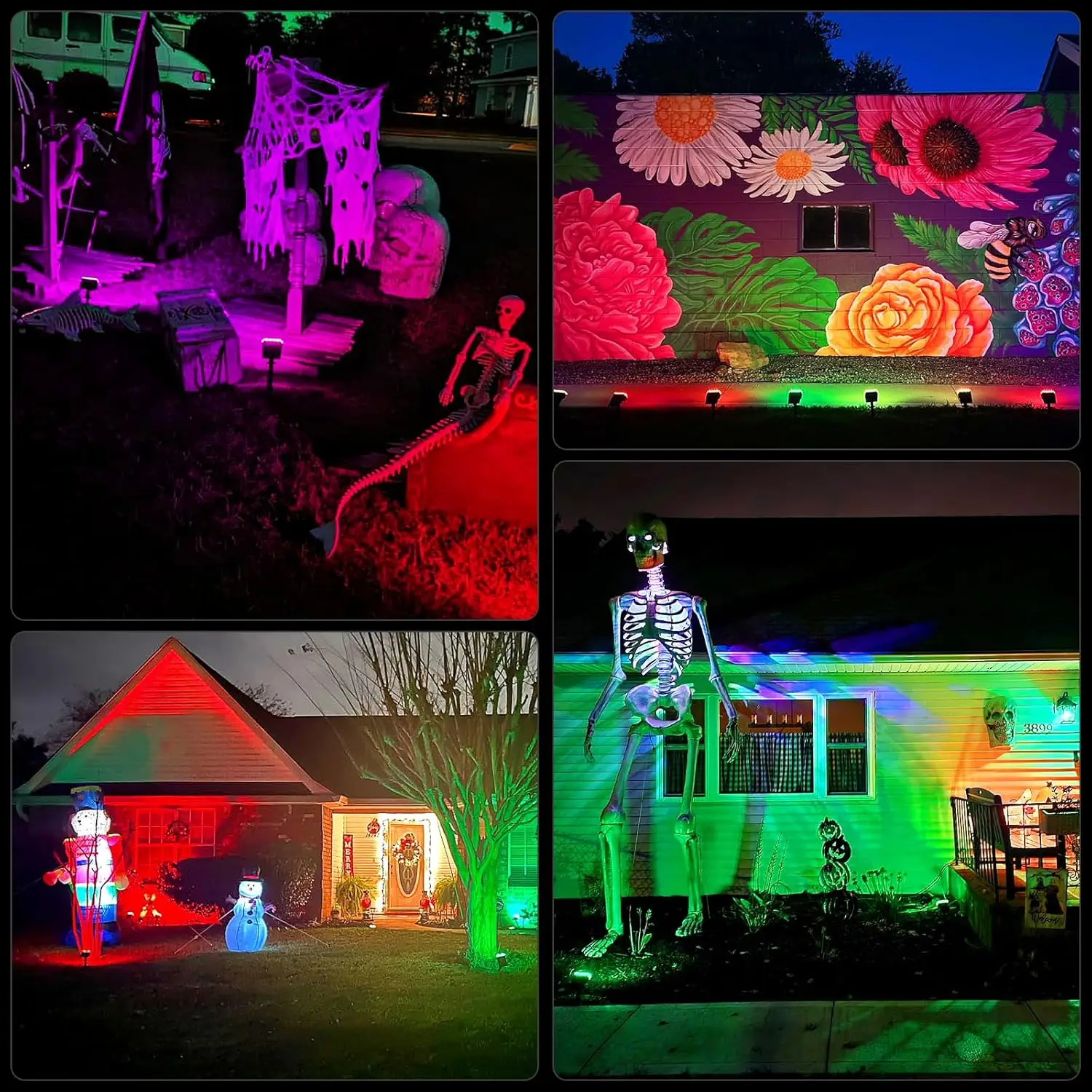 Solarstrahler für den Außenbereich, 52 LEDs, 3 Modi, Solar-Landschaftsstrahler, IP65, wasserdichte Wandleuchten für Gehweg, Hof, Garten – Detail 8