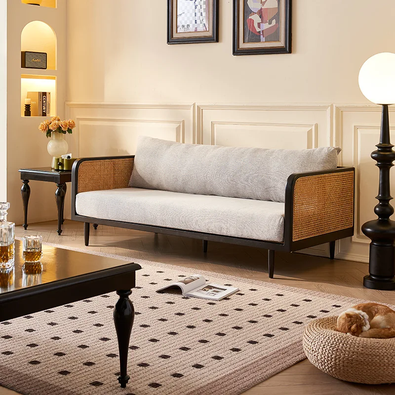 

Диван для гостиной из цельного дерева в стиле ретро, домашний диван из скандинавского ясеня, современная удобная мебель из ротанга для гостиной Divano Letto XYSF