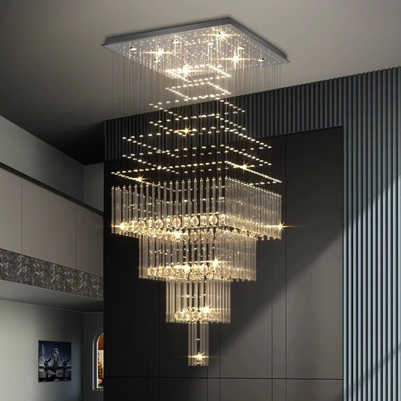 Modern home decoration crystal chandelier, stair Pendant lamp, living room Pendant lights, interior lighting