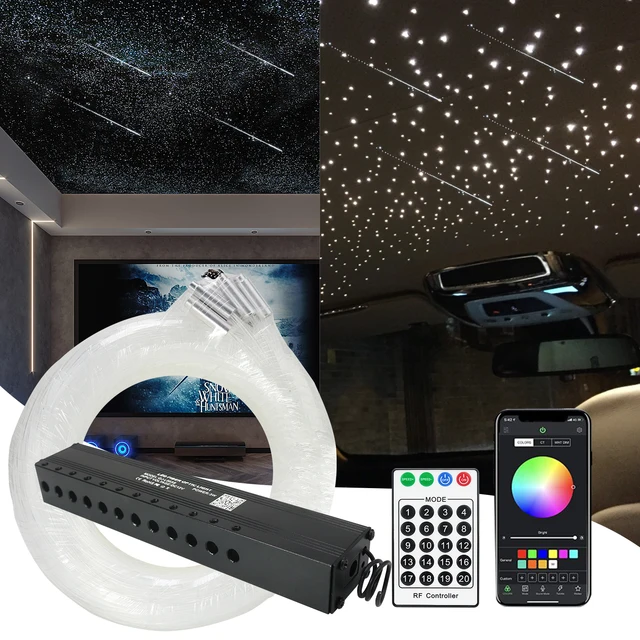 Efekt migających gwiazd 3W 12 otworów Zestaw światłowodowy Światło LED Meteor Silnik ze zdalnym sterownikiem RF do sufitu Starry Sky