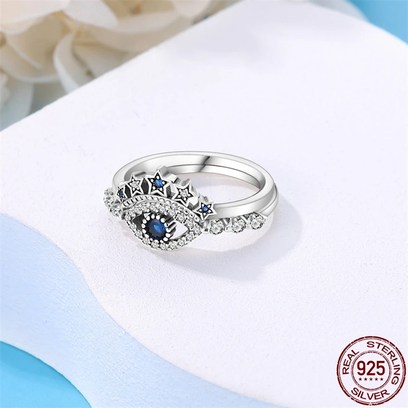 New In Hot Sale S925 Sterling Silver Rings For Women Original Simple Blue Ring Making Jewelry Gift Party Engagement Jewelry Gift