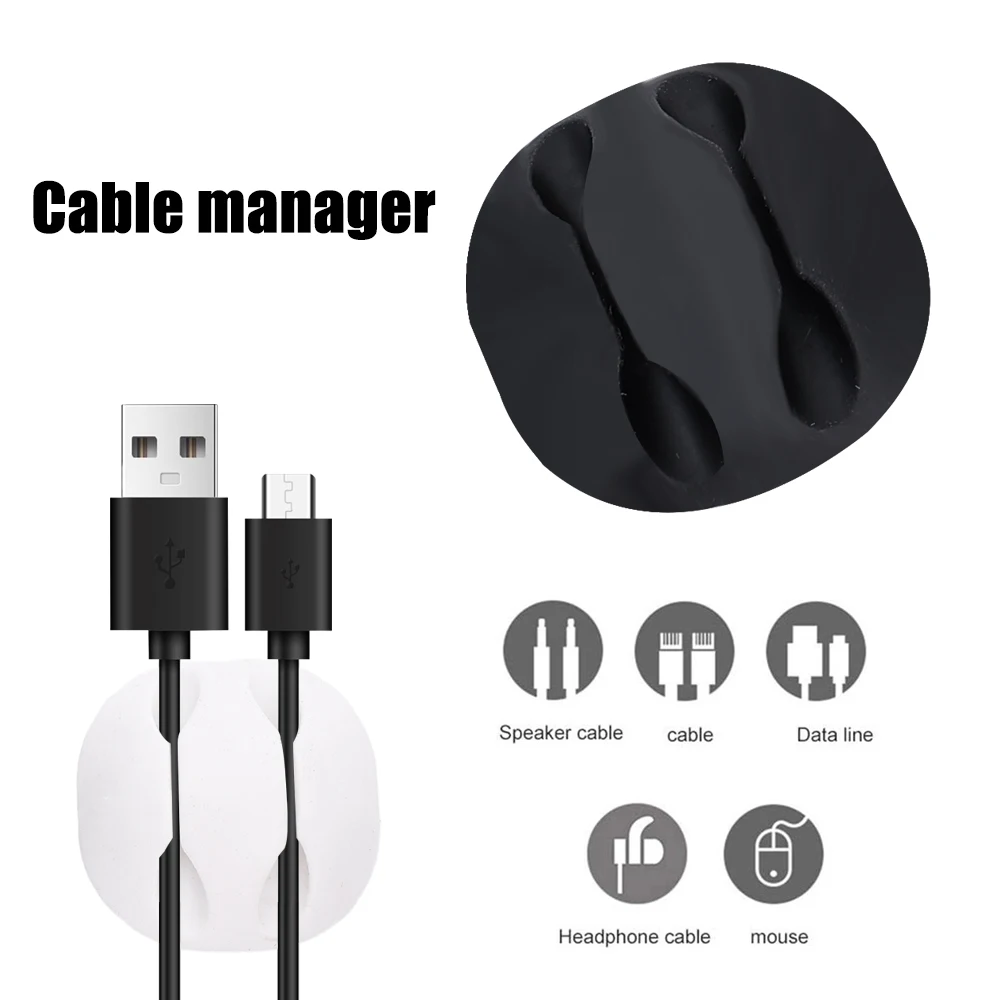 Soporte de Clips para gestión de cables, organizador de cables multiusos para el hogar, oficina, escritorio de silicona, autoadhesivo, 1-8 piezas