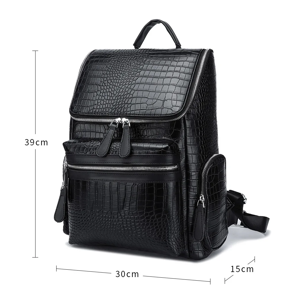 Luxus-Rucksack für Herren Business-Laptoptasche Modischer Alligator-Leder Reiserucksack für Männer Große Kapazität Herren-Schulranzen Rucksack – Detail 4