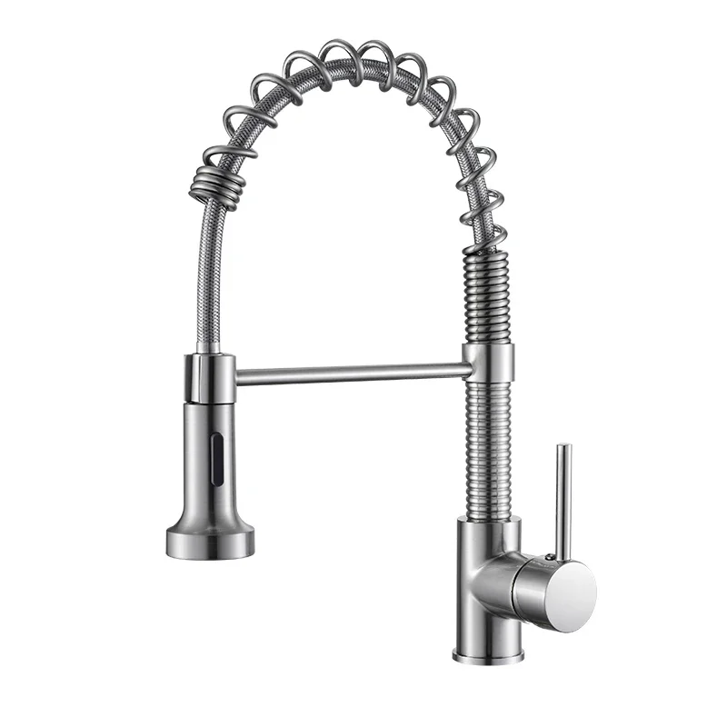 

Spring Pull Out Kitchen Faucet Nickel Pull Down Kitchen Sink luxury Hot & Cold Total Brass Mixer tap