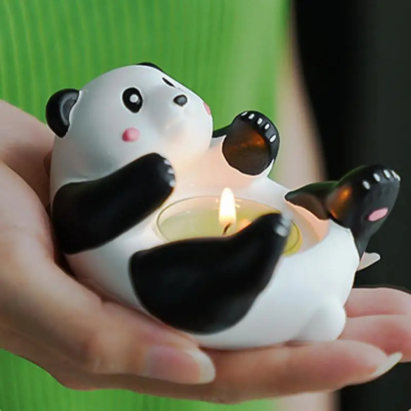 

Colored Tealight Candles Panda Statue Scented Tealights Holder Small Animal Figurines For Table Centerpiece & Home Decor