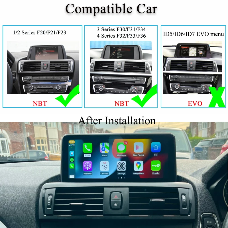 Wireless Carplay Multimedia Display Screen Android Auto Radio For BMW 1 2 3 4 Series F20 F21 F22 F30 F31 F32 F33 F34 F36 M4 F82