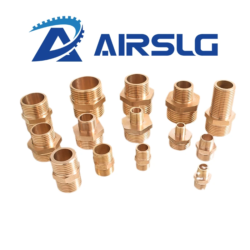 Brass Pipe Hex Nipple Fitting Quick Coupler Adapter 1/8 1/4 3/8 1/2 3/4 1 BSP Male to Male Thread Water Oil Gas Connector