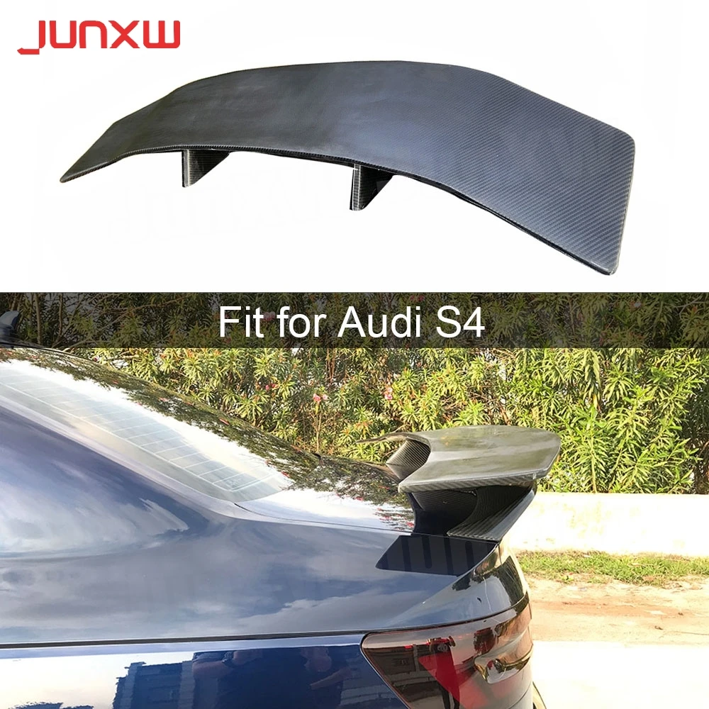 Dry Carbon Fiber / FRP Rear Tail Spoiler Boot Tall Racing Wings For Audi A4 Sline Sport S4 Sedan B10 2019 2020 Car Styling