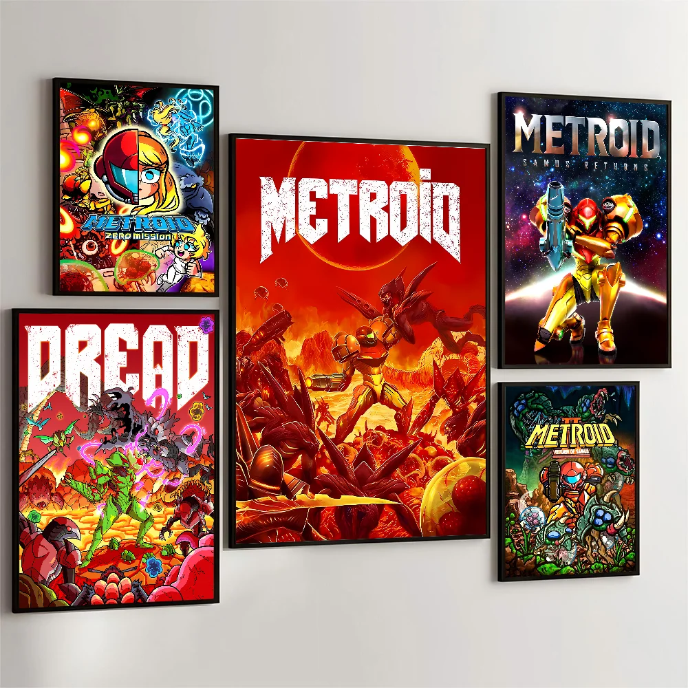 1PC Metroid Prime Poster Movie Sticky Posters Retro Kraft Paper Sticker DIY Room Bar Cafe Aesthetic Art Wall Painting