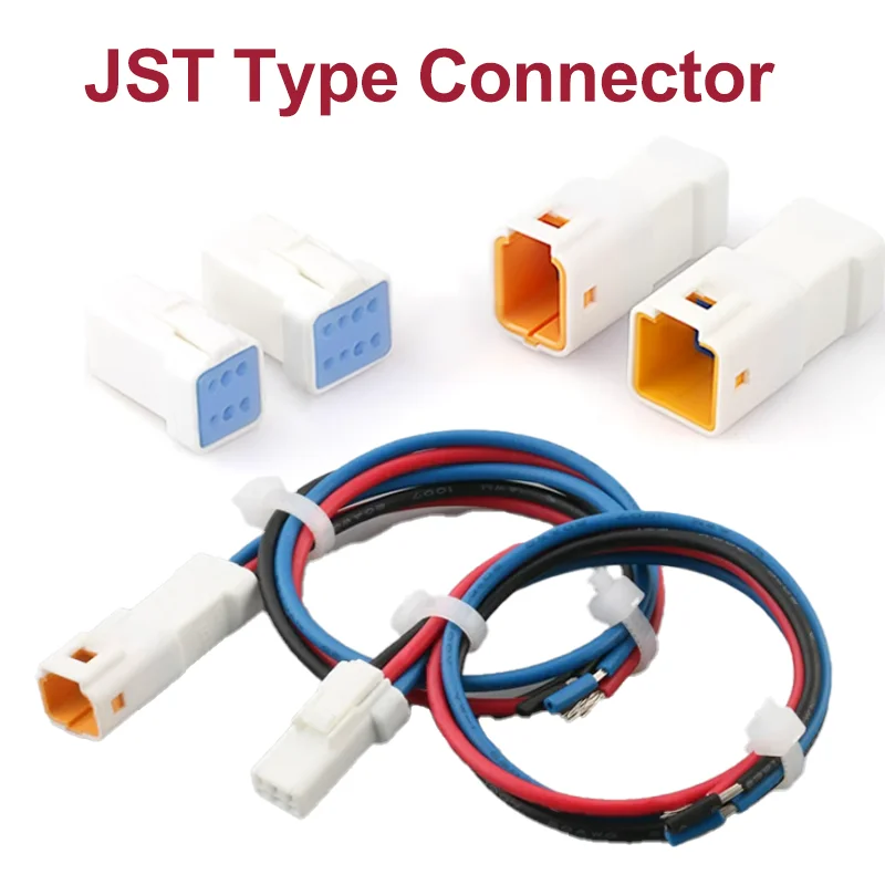 

5/20/100 Sets JST 2 3 4 6 8 Pin Auto Waterproof Electronic Connector with 15cm Wire Harness Butt Plug ST02R/02T-JWPF-VSLE