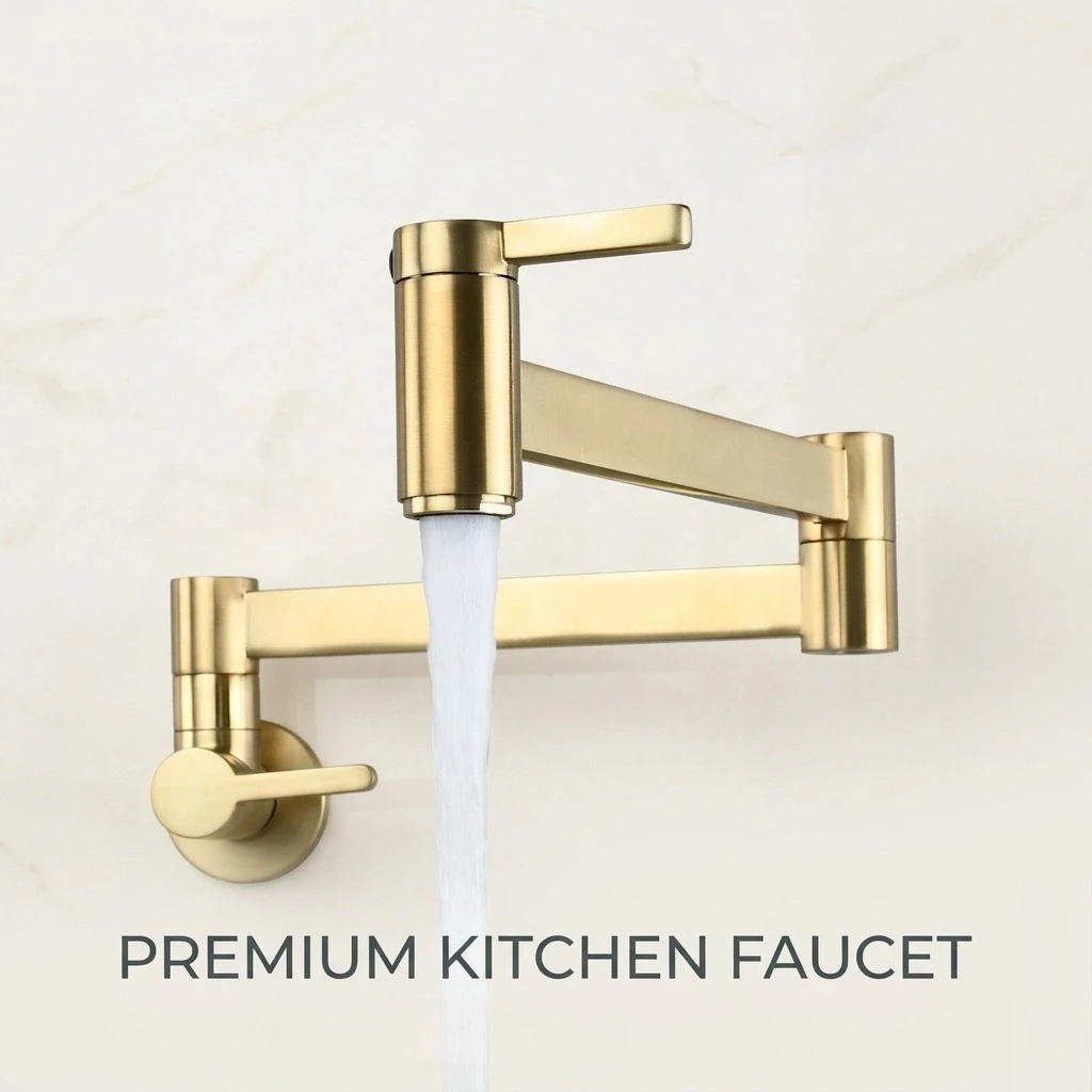 Brass Double Switch Basin Faucet Kitchen In-Wall Foldable Single Cold Tap Mop Sink Extension Pot Filler Faucet Gold Black Chrome