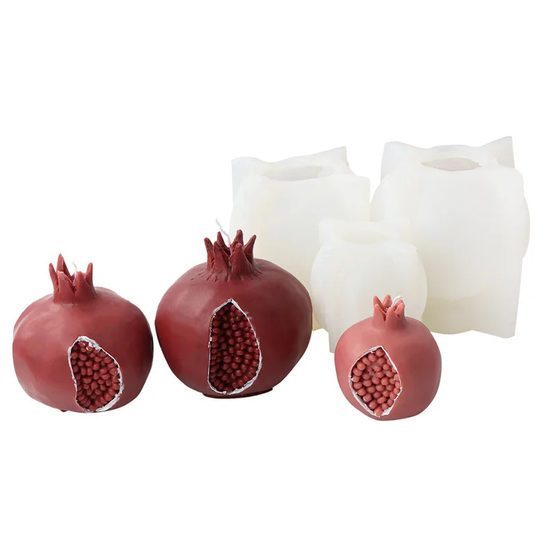 Open Pomegranate Candle Silicone Mold Gypsum Form Carving Art Aromatherapy Plaster Home Decoration Mold Gift Handmade Tool