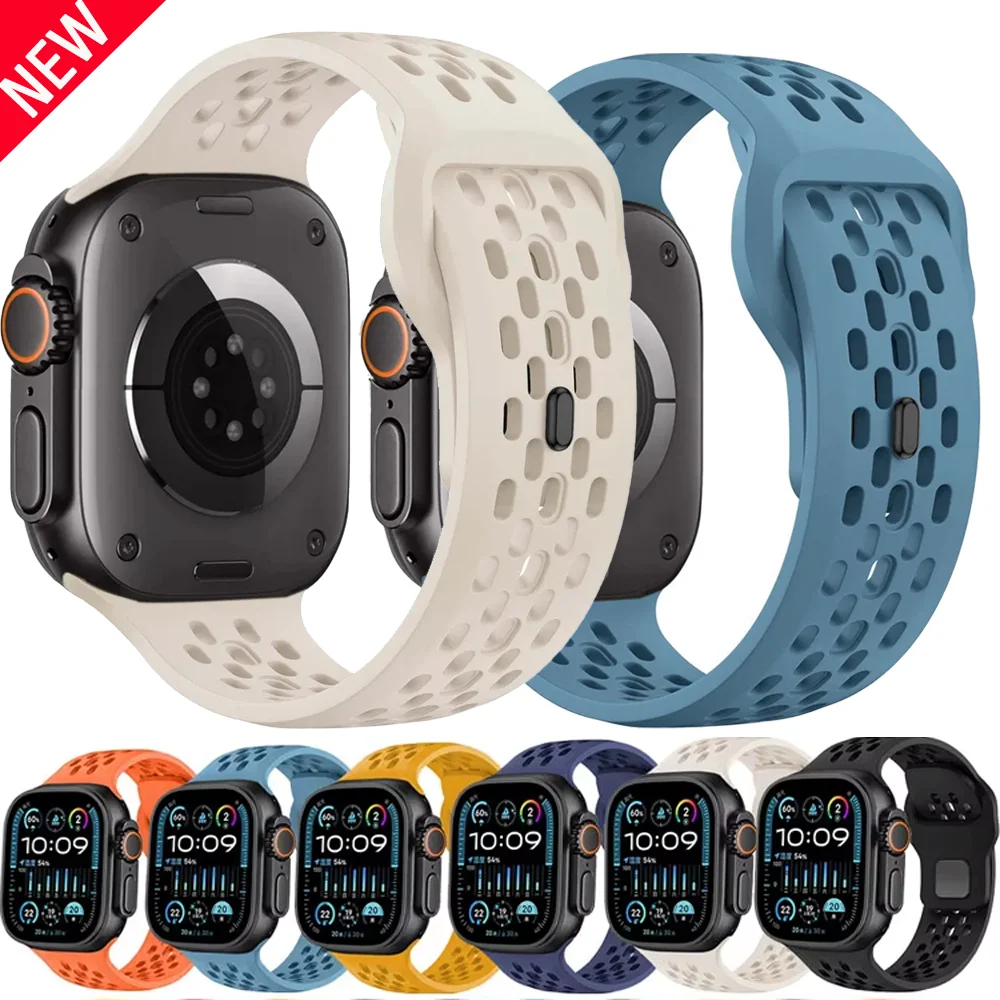 Silikonarmband für Apple Watch 11 10 46mm 42mm Ultra 3 49mm Armband für iWatch 9 8 7 6 5 4 SE3 45mm 41mm 40mm 44mm Correa