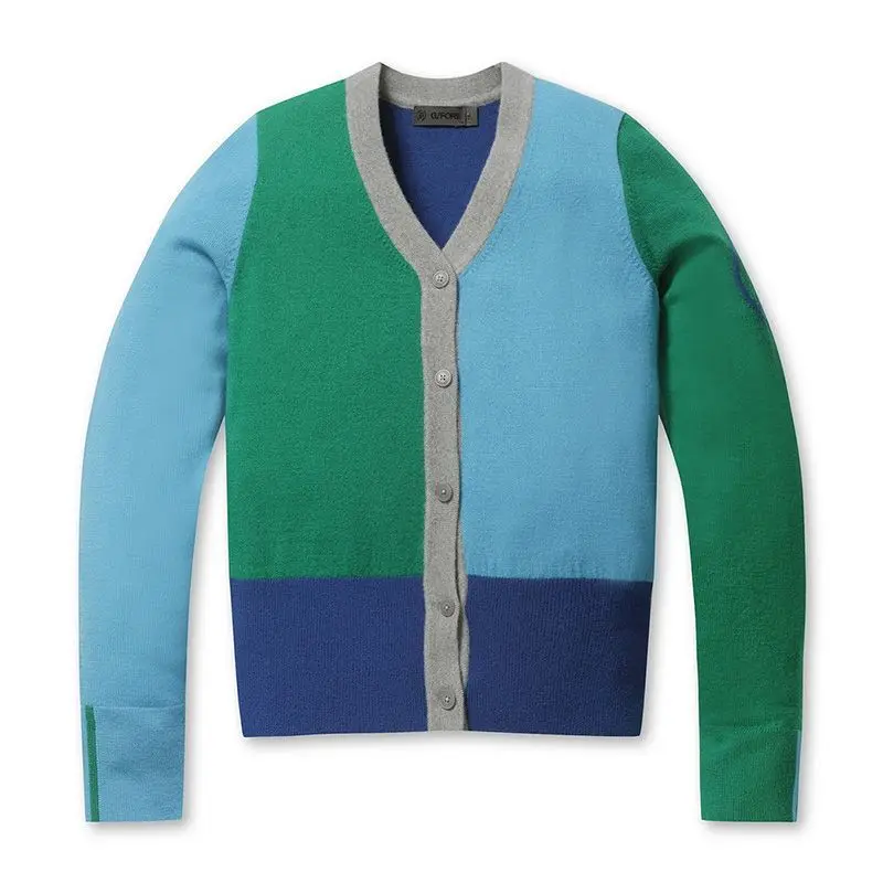 

Women's Golf Color-Block Cardigan: Sophisticated Fall/Winter Jacket Exquisite Streetwear Sports Jacket