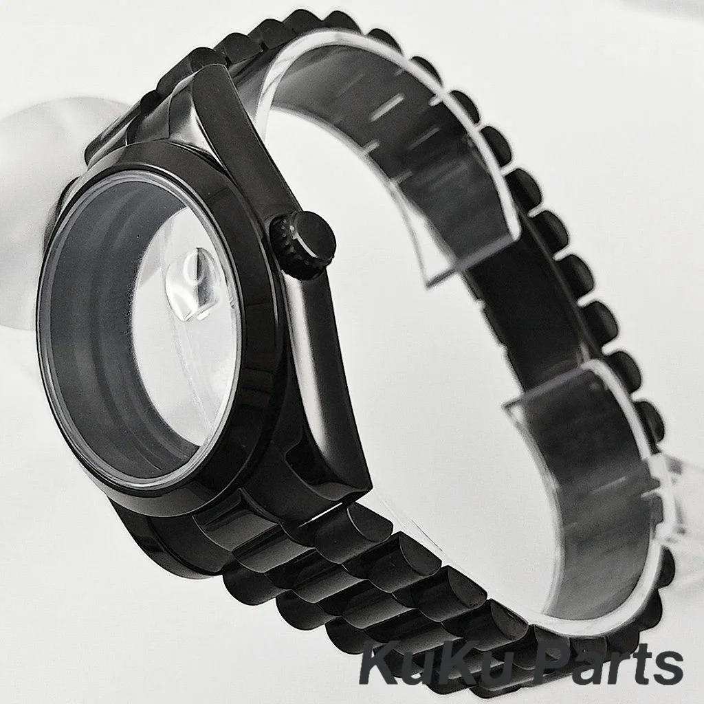 NH35 PVD الأسود 36 مللي متر/40 مللي متر الرئاسية سوار الياقوت ساعة كريستال الحال بالنسبة NH34 NH35 NH36 NH38 NH70 PT5000 ETA2824 حركة