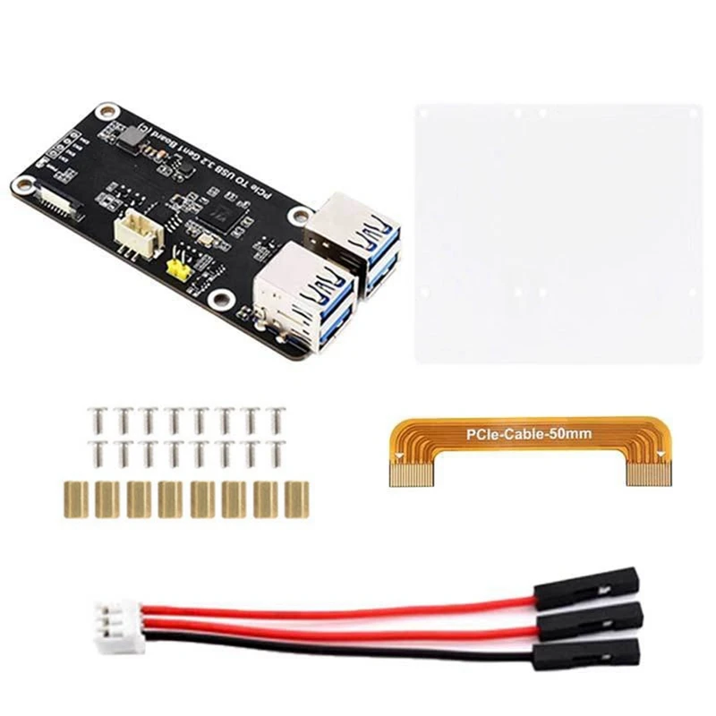 For Raspberry Pi 5 Pcie To USB3.2 Gen1 Board 5Gbps Pcie To 4Xusb3.2 Expansion Board Driver-Free Plug And Play