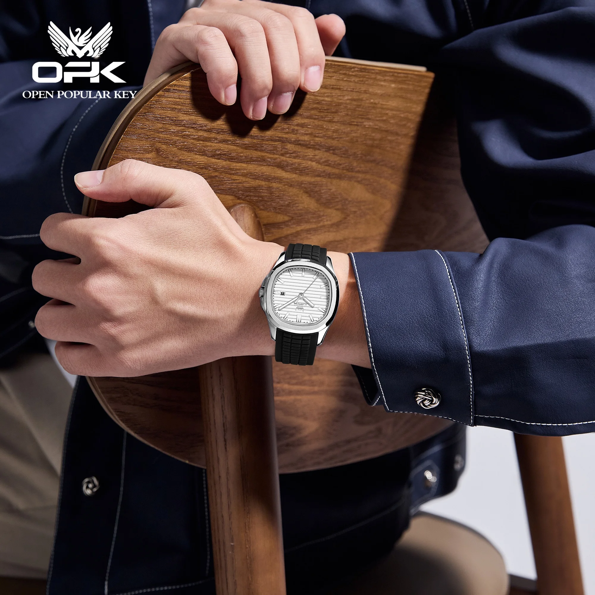 OPK 6095 Watch for Man Calendar Waterproof Luminous Silicone Strap Quartz Men’s Quartz Wristwatch Original Luxury