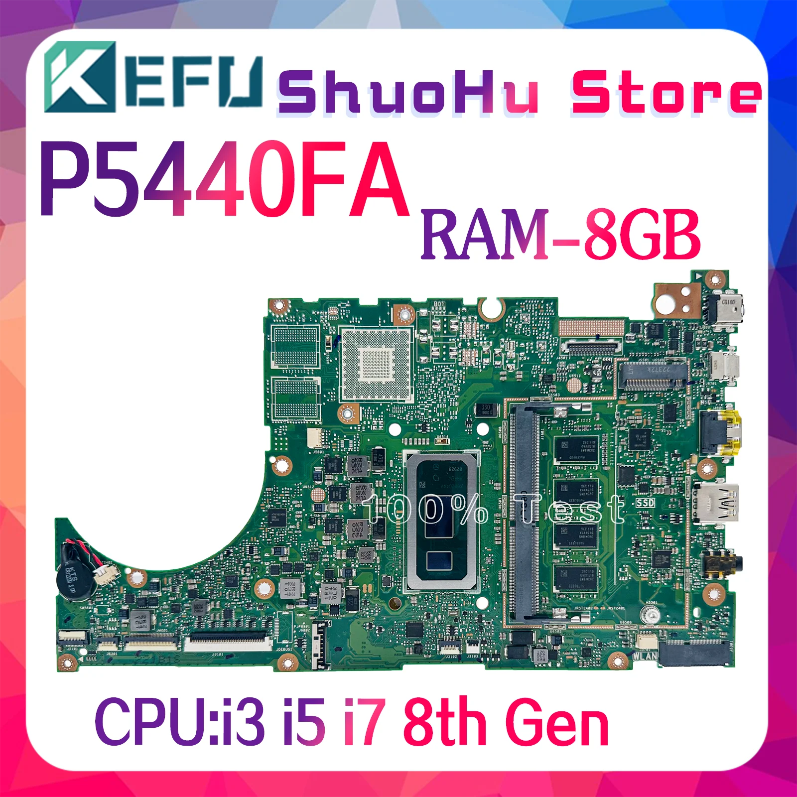 

P5440FA Mainboard for ASUS P5440F P5440FF P5440FA Laptop Motherboard 8G RAM I3-8145U I5-8265U I7-8565U CPU DDR4 100% tested work